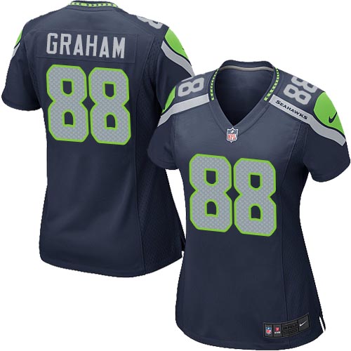 Women's Game Jimmy Graham Nike Jersey Navy Blue Home - #88 NFL Seattle Seahawks